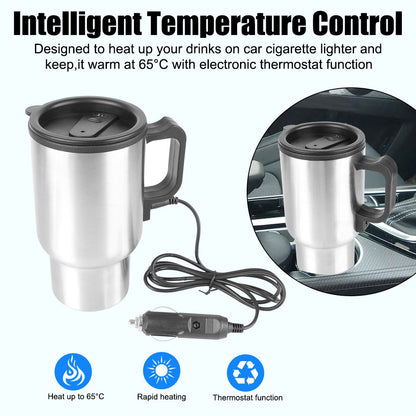 HeatSip Go™: 12V Fast Boil Travel Mug | Portable Electric Kettle for Car