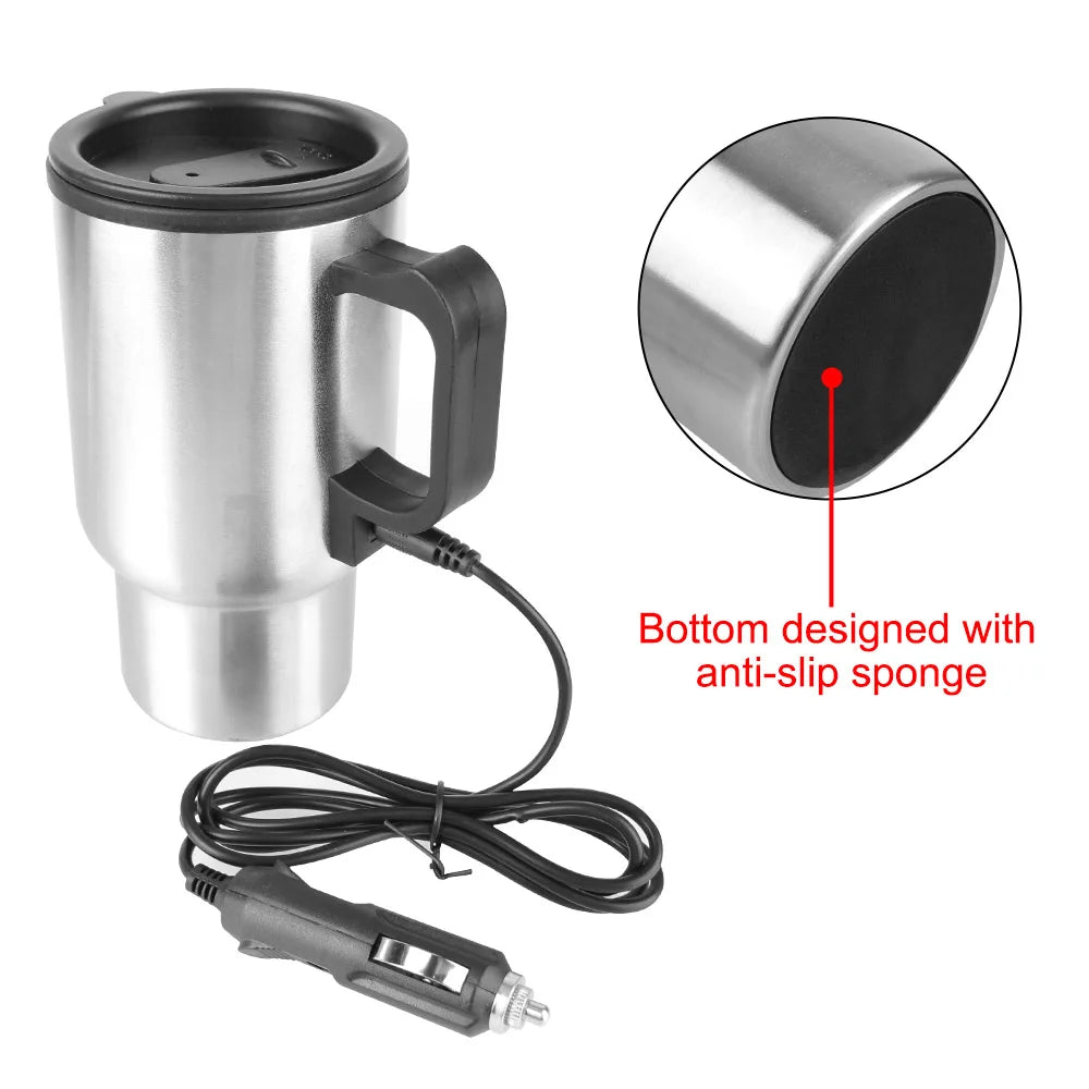 HeatSip Go™: 12V Fast Boil Travel Mug | Portable Electric Kettle for Car